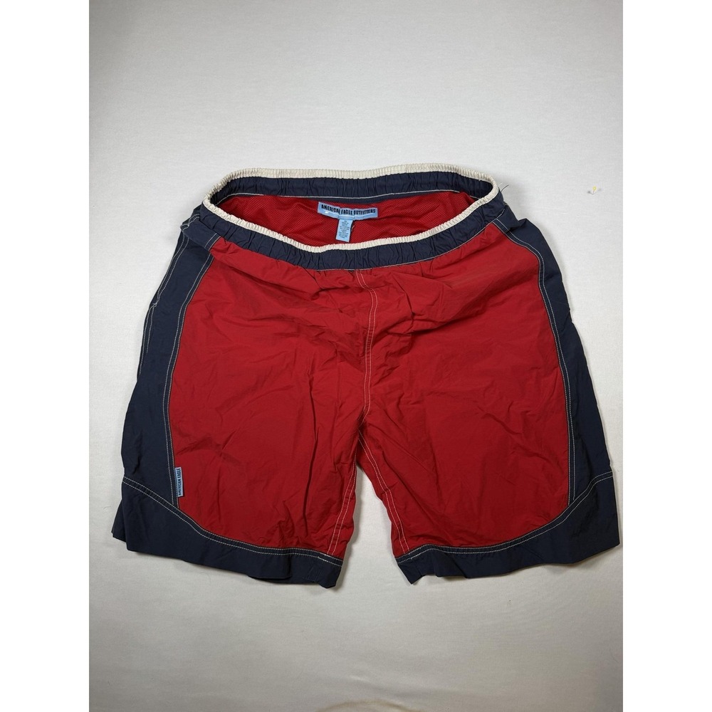 American Eagle Outfitters Shorts Mens XL‎ Red Colorblock Swim Trunks Mesh Lined